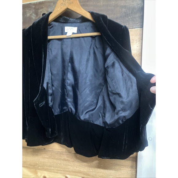 90’s vintage Velvet Black Jacket Women's Black Holiday Top - Picture 11 of 11